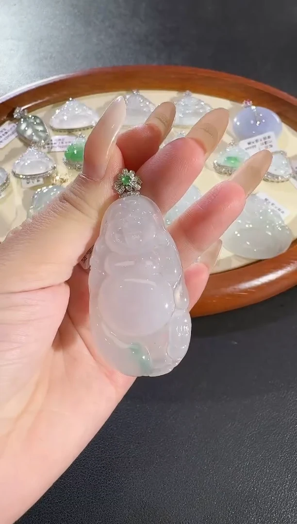 翡翠18K金镶嵌吊坠(不含链)【源头工厂】钻石镶嵌