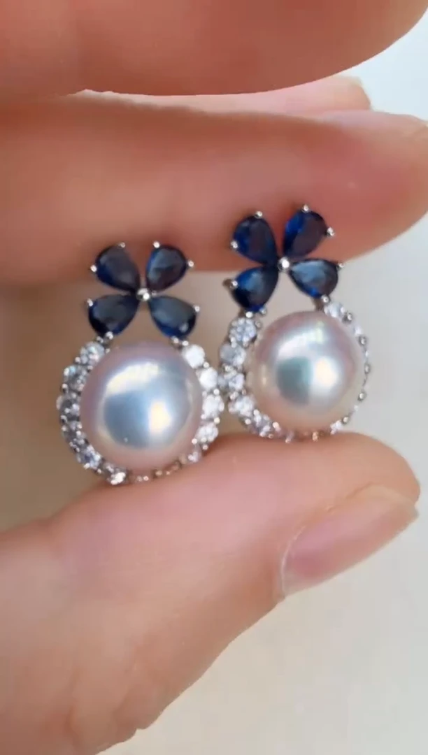 未镶嵌耳饰淡水珍珠四叶在逃