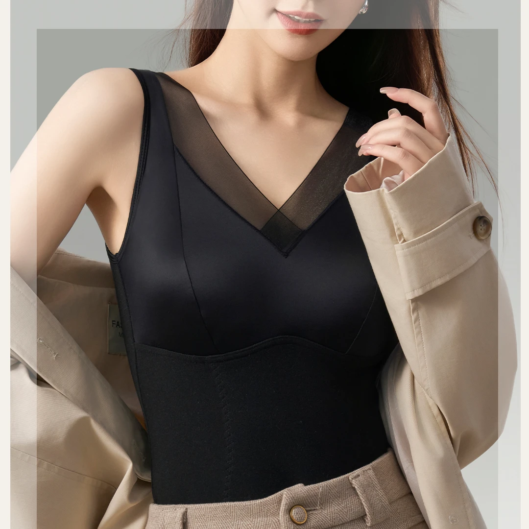 光感缎面无痕保暖美背【黑色2件装】【阿佛专属】