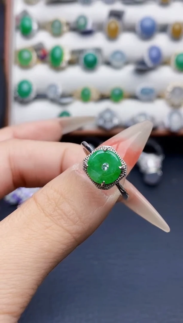 银S925镶嵌戒指翡翠2407