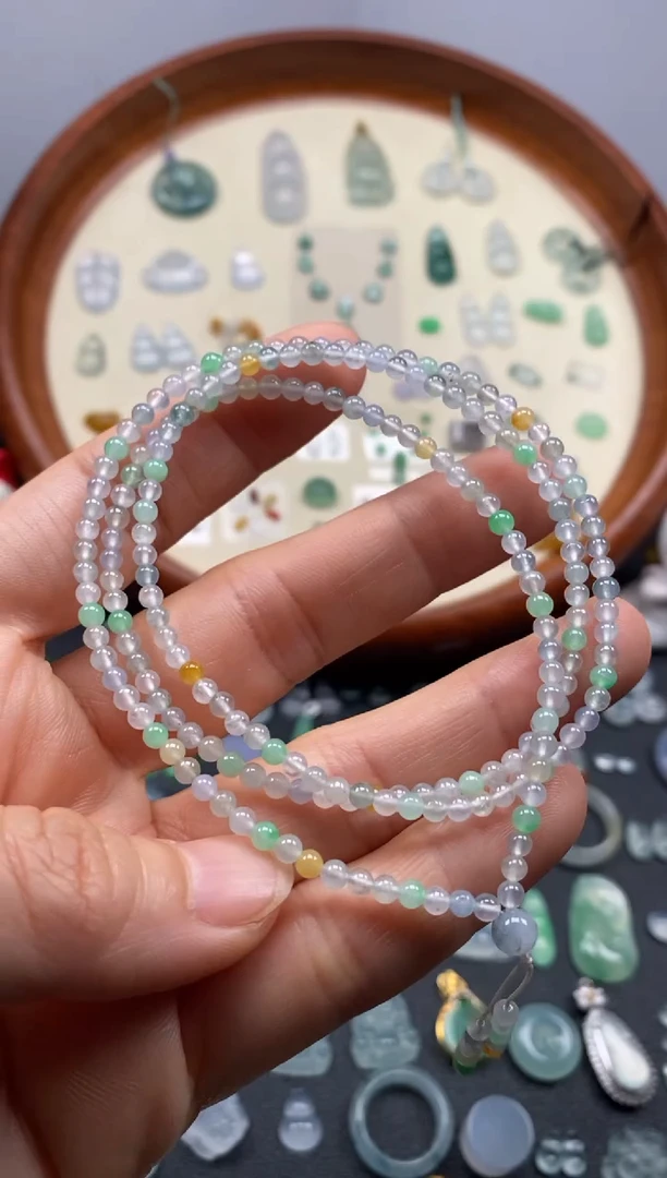 颈饰未镶嵌翡翠高冰珠子1串/芬