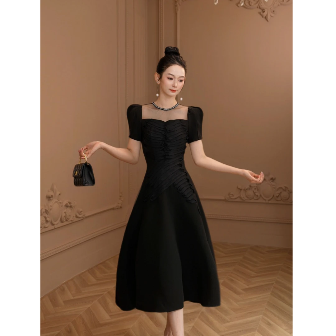 气质优雅轻奢名媛法式修身轻奢显瘦宴会小众小个子连衣裙9892