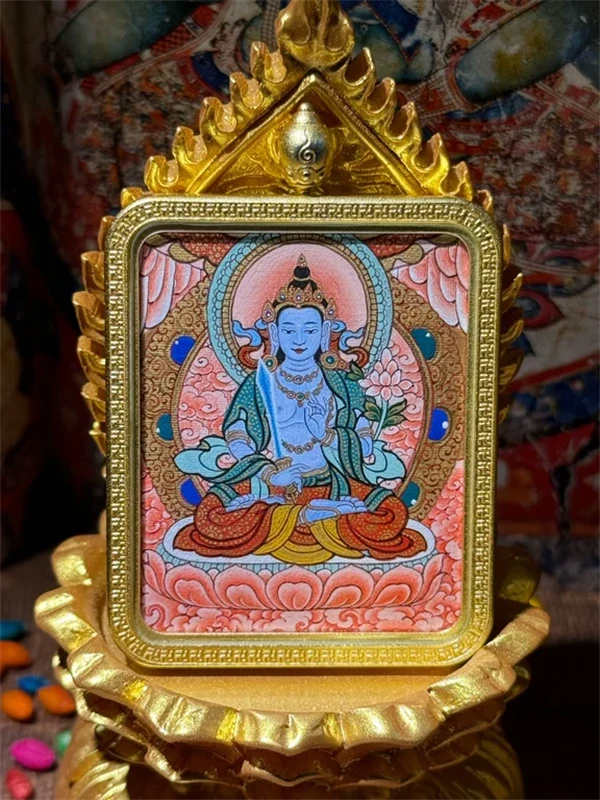 唐卡吊坠真品西藏纯手工【虚空】纯手绘粗矿砂顶级热贡西藏画风唐卡