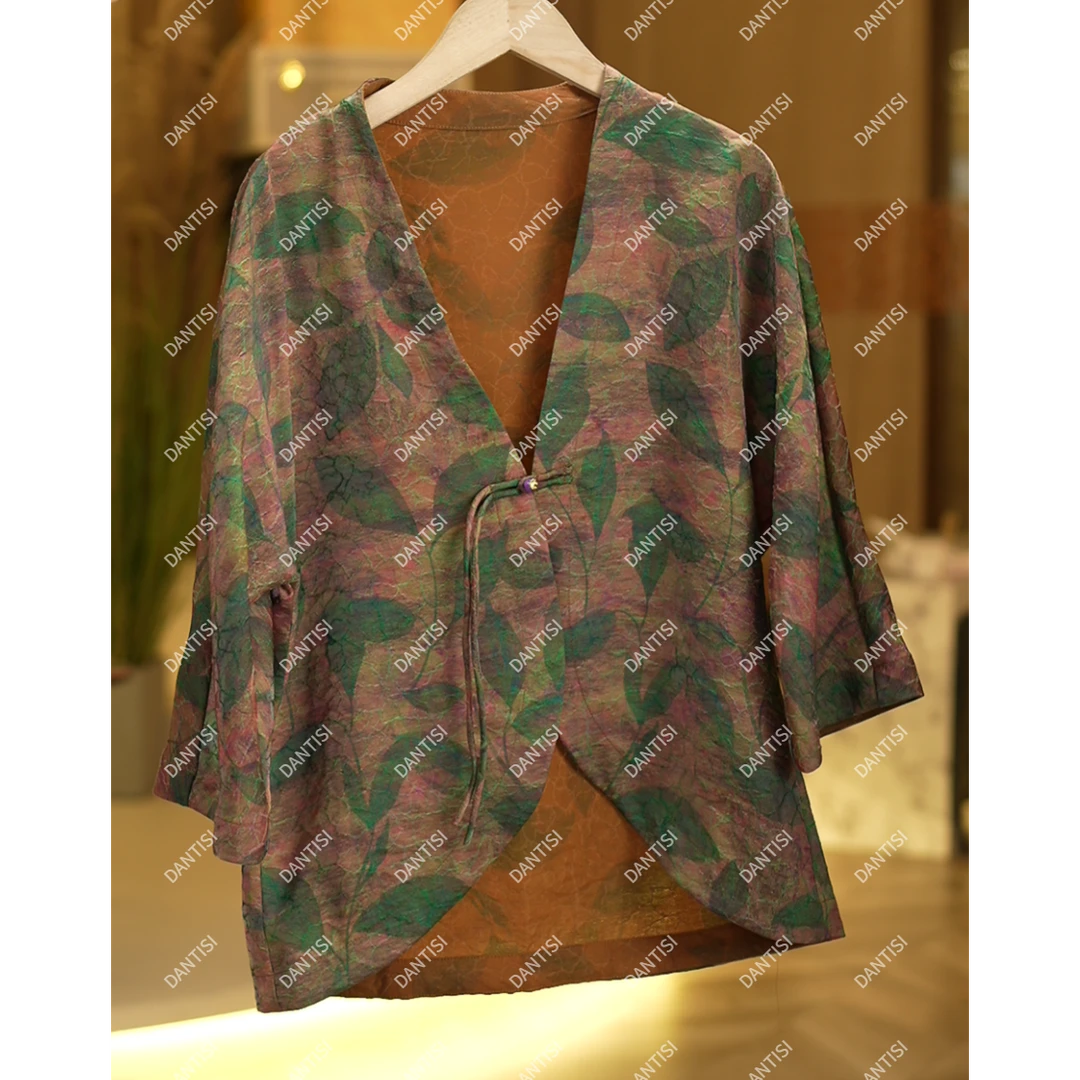 叶梧<<非遗美学>>1476复古国风树叶提花外搭