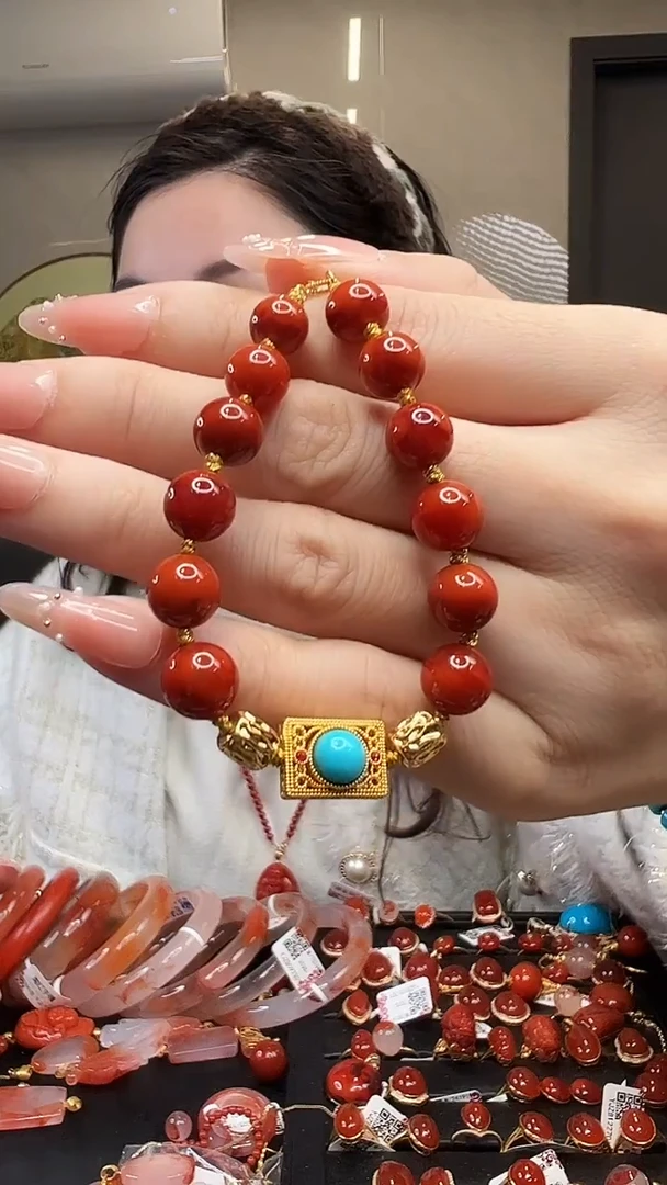 未镶嵌手链南红玛瑙/原矿/圆珠8.5mm+/16~17#