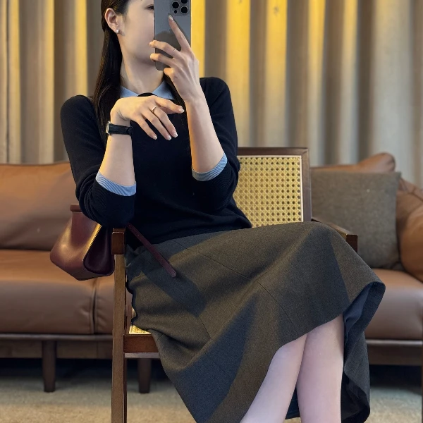 MOLANOOTD“七夕的礼物”25秋季半身裙女伞裙TR羊毛混纺ML-G2508291