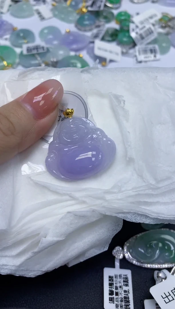 颈饰18K金镶嵌翡翠天然缅甸翡翠A货多样性发一件