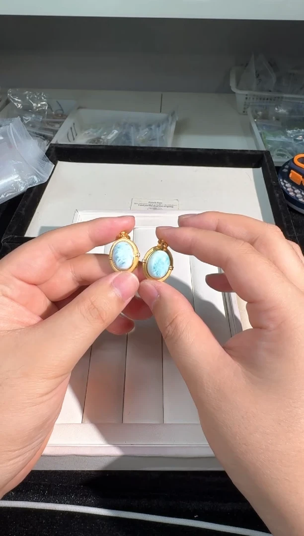 水晶手链银S925镶嵌 T040海纹蛋面吊坠