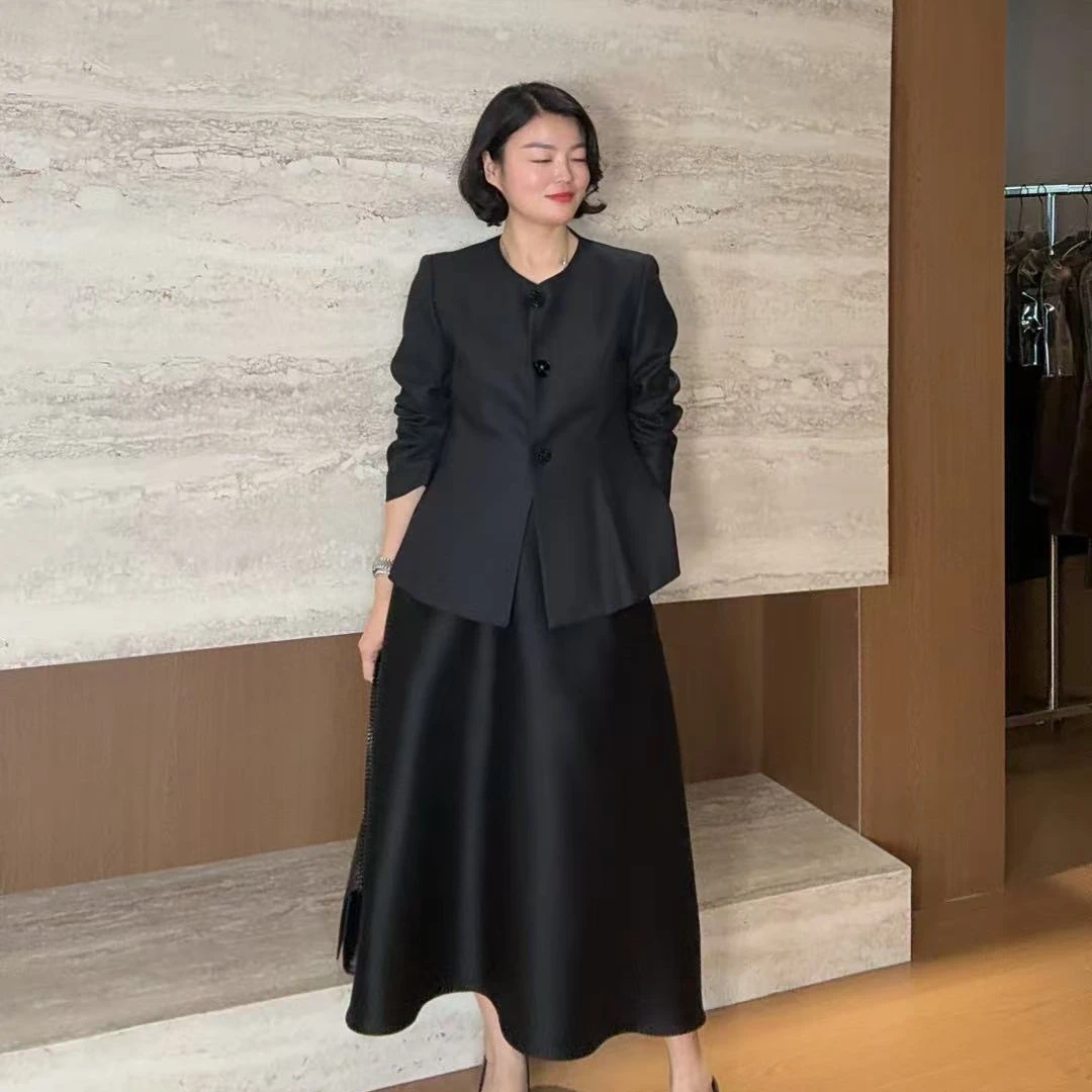 TANTAN 气质法式设计感圆领秋冬西装外套3105