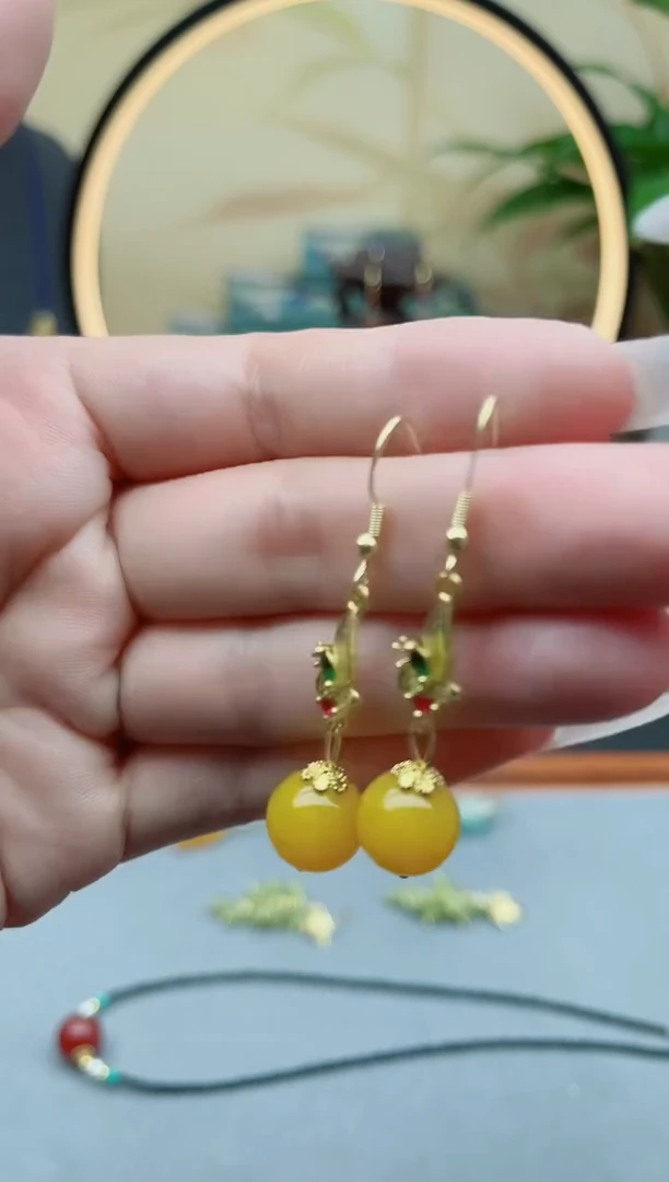 玛瑙/玉髓耳饰银S925镶嵌8852