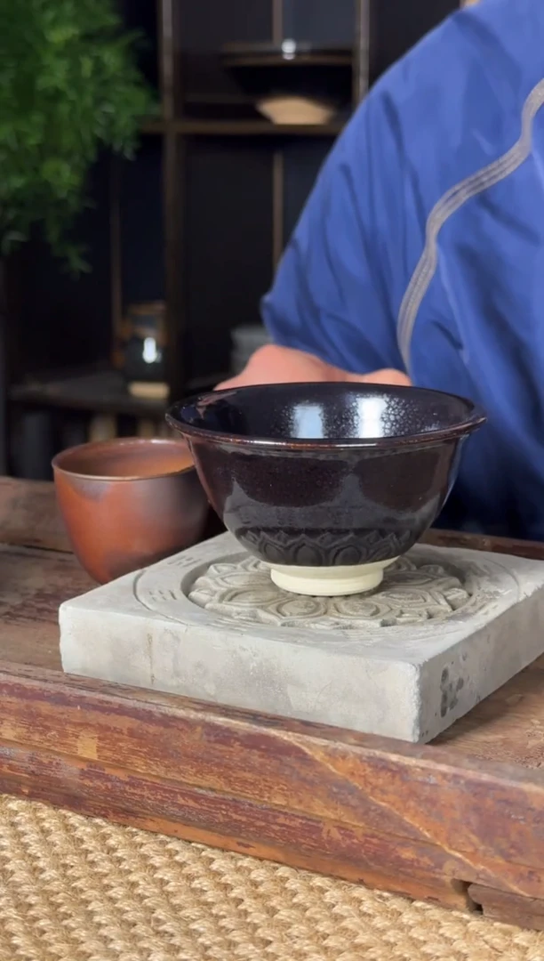 平阳窑手作黑釉油滴盏