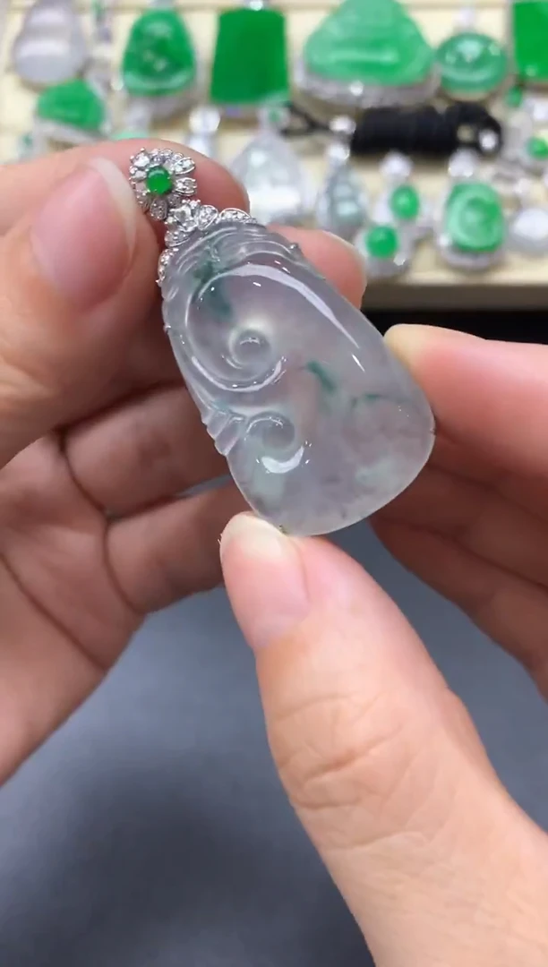 颈饰18K金镶嵌翡翠389-中国好珍宝