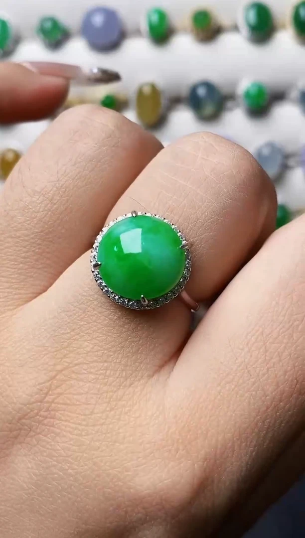 银S925镶嵌戒指翡翠0452