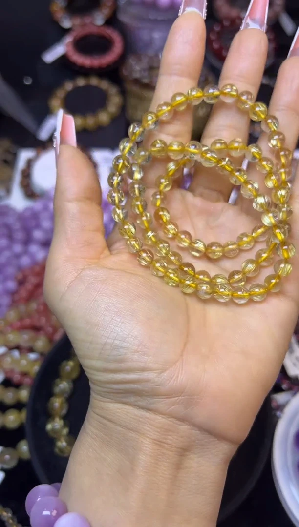 未镶嵌手串水晶金发晶三圈6.7mm