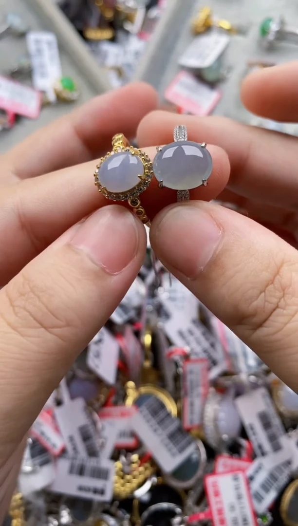 翡翠戒指银S925镶嵌3333-*--1