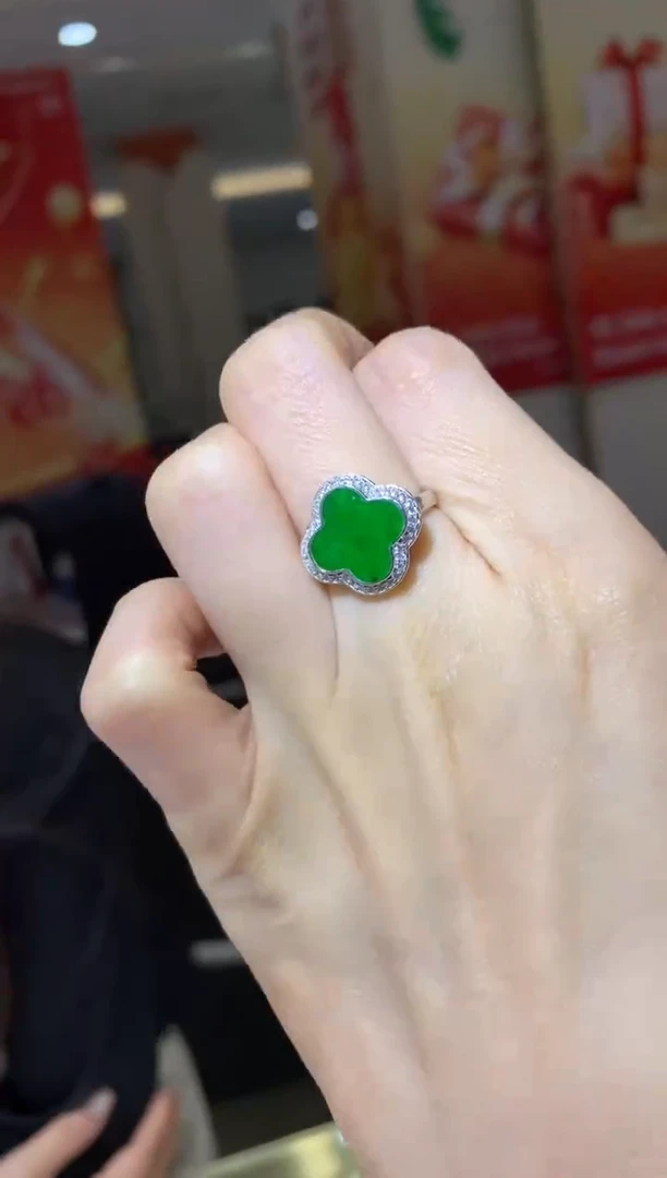 银S925镶嵌戒指翡翠|不退不换