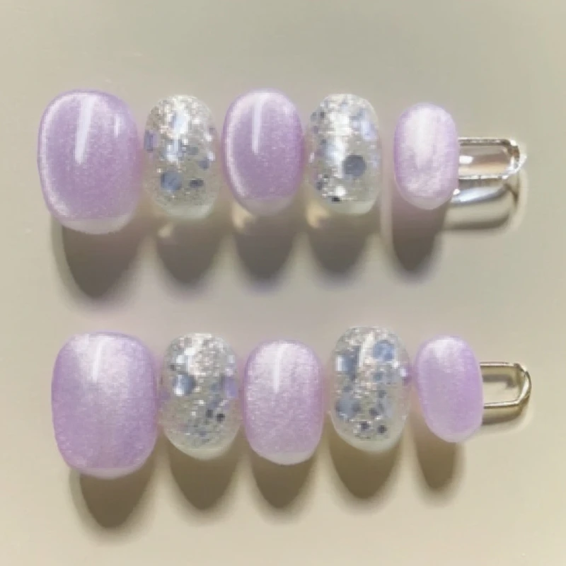 【多肉葡萄】高端轻奢纯手工穿戴甲跳色猫眼日常短款百搭美甲