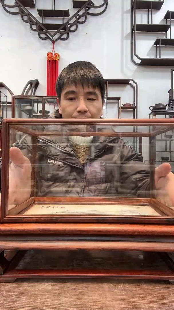 【闪购商品】红酸枝木类木艺大理石玻璃罩951