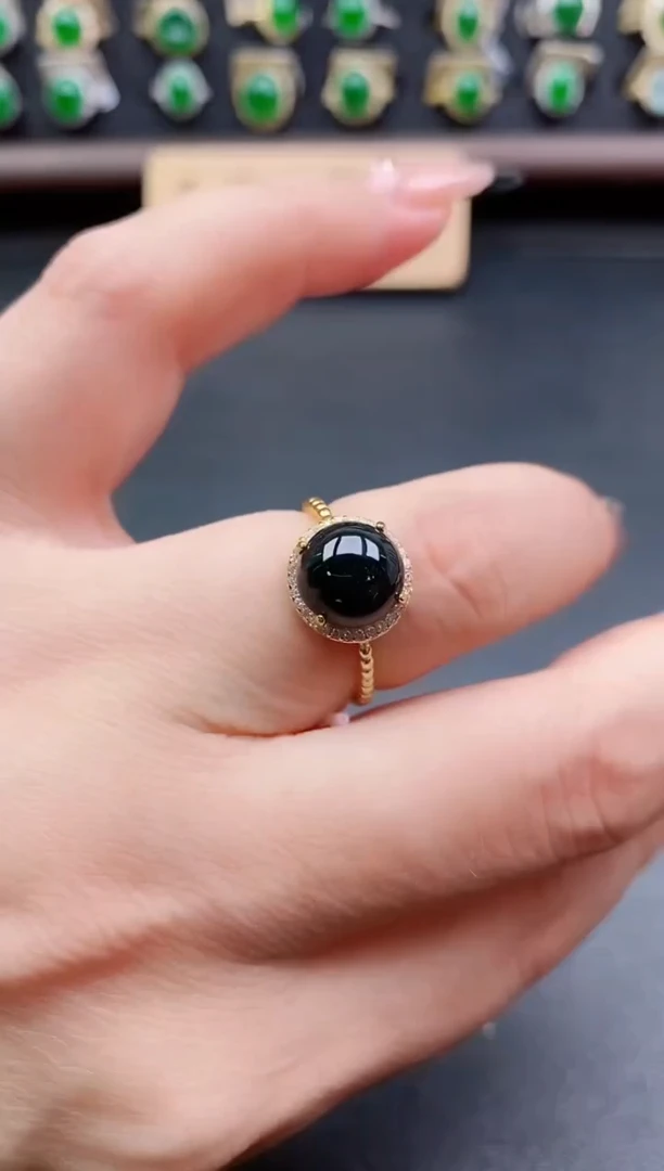 银S925镶嵌戒指翡翠1