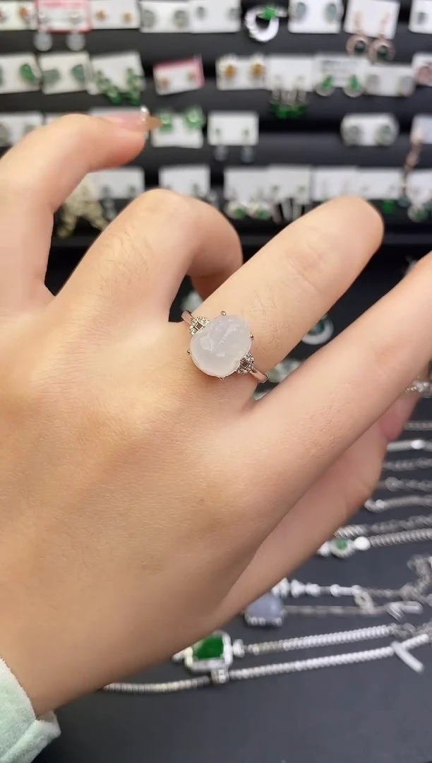 银S925镶嵌戒指翡翠0