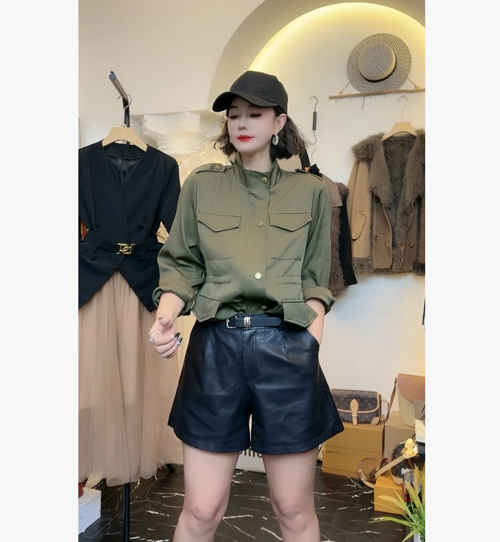 Q25 92716 设计感百搭气质翻领女新款时尚宽松显瘦上衣潮