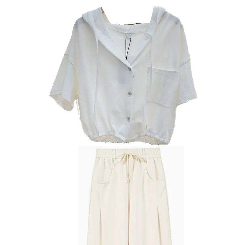 Basic House/百家好常规短袖休闲风洋气韩版宽松气质时尚套装小众