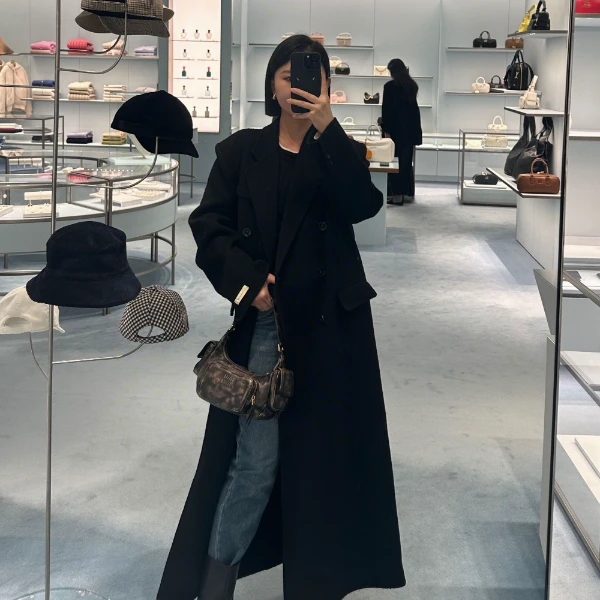 《红予黑》百搭时尚女士气质休闲设计师双面呢大衣