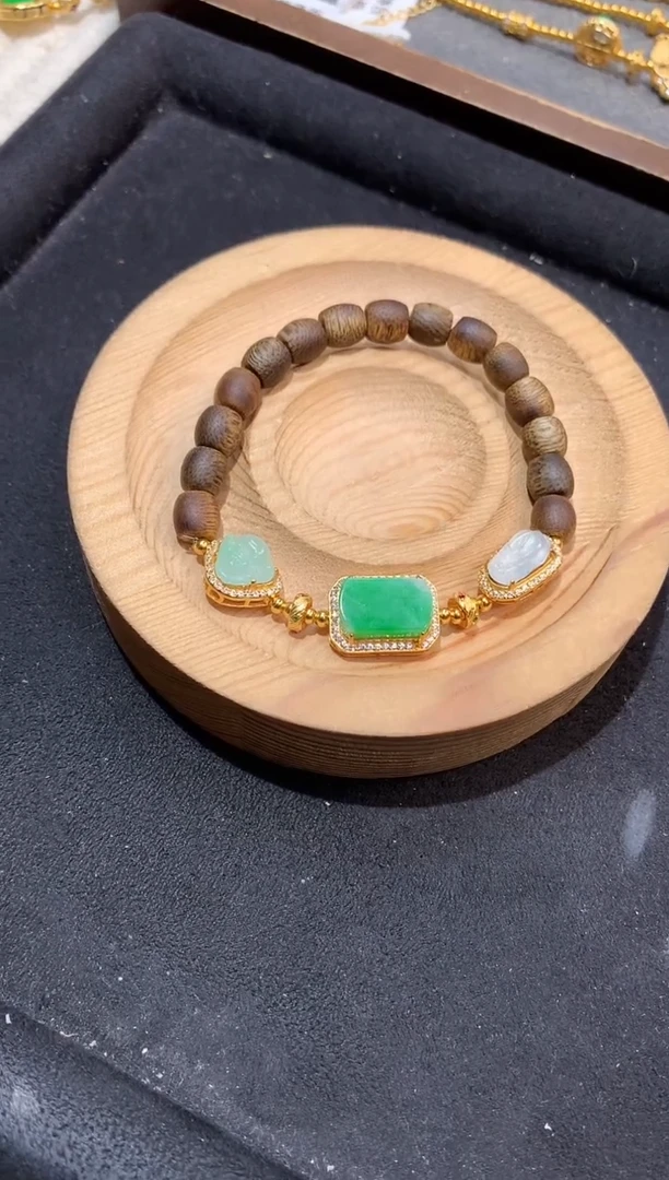 吊坠(不含链)银S925镶嵌翡翠手串