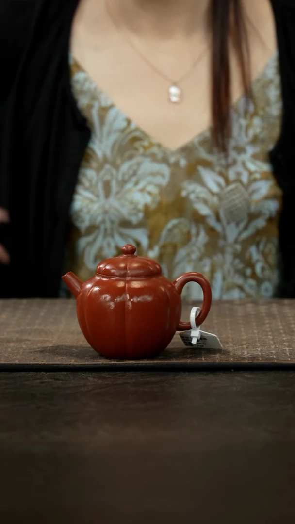 茶壶紫砂朱泥六瓣菱花180cc