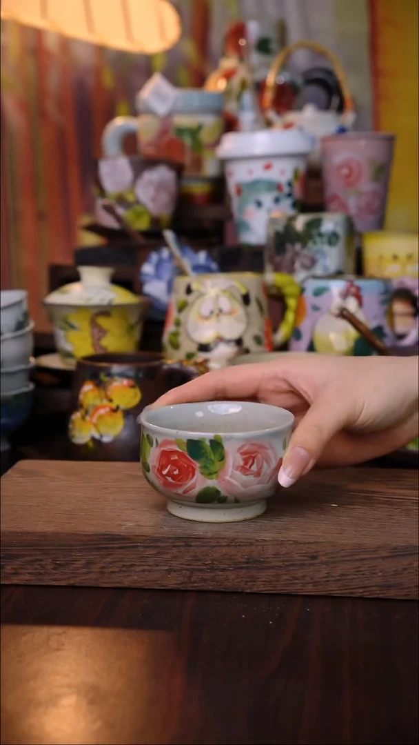 杯子陶泥垚手作 景德镇手工手绘陶瓷器物