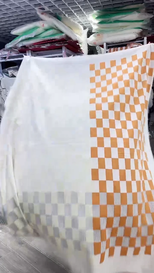 雪尼尔橘色棋盘格180*180