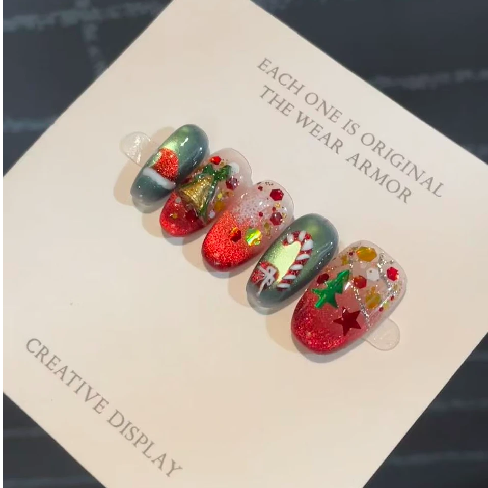 【圣诞前夜】纯手工美甲10片装  轻奢气质