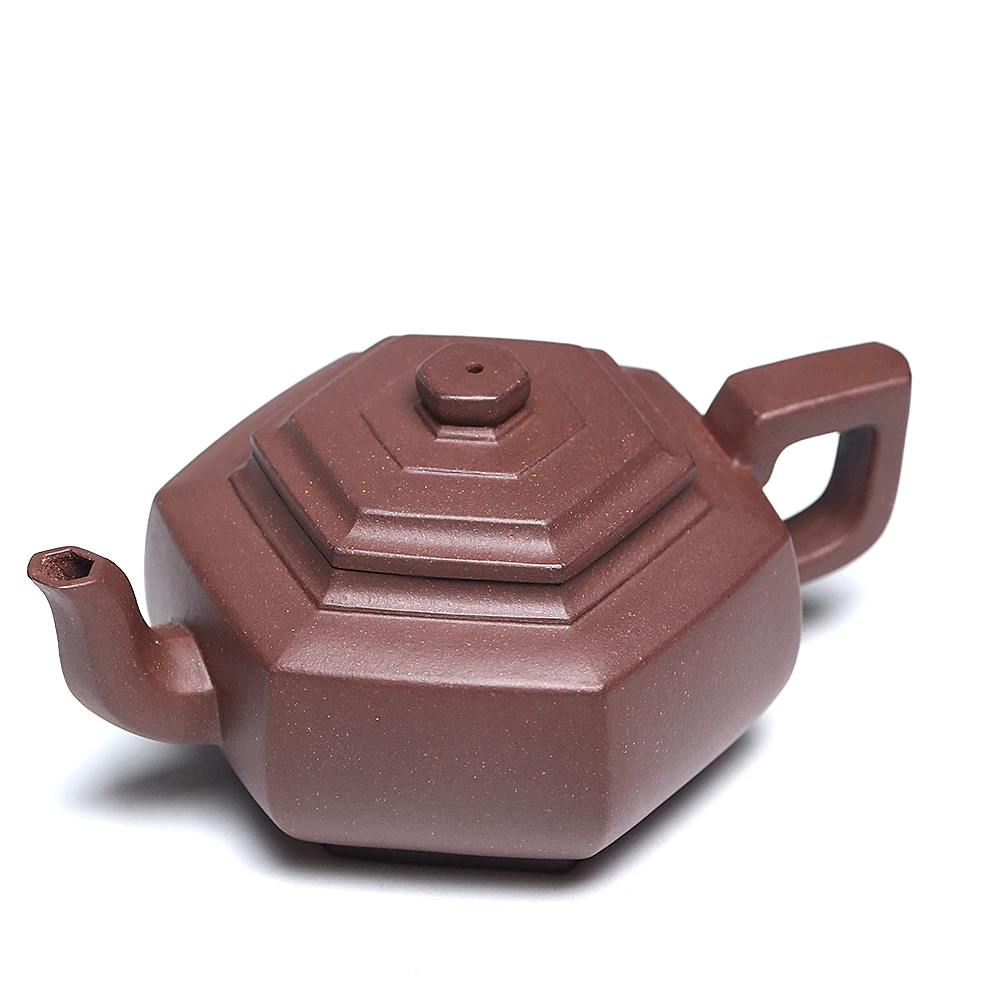 【三时紫砂】黄龙山底槽青 六方雪华 手制精美 手工壶 245cc