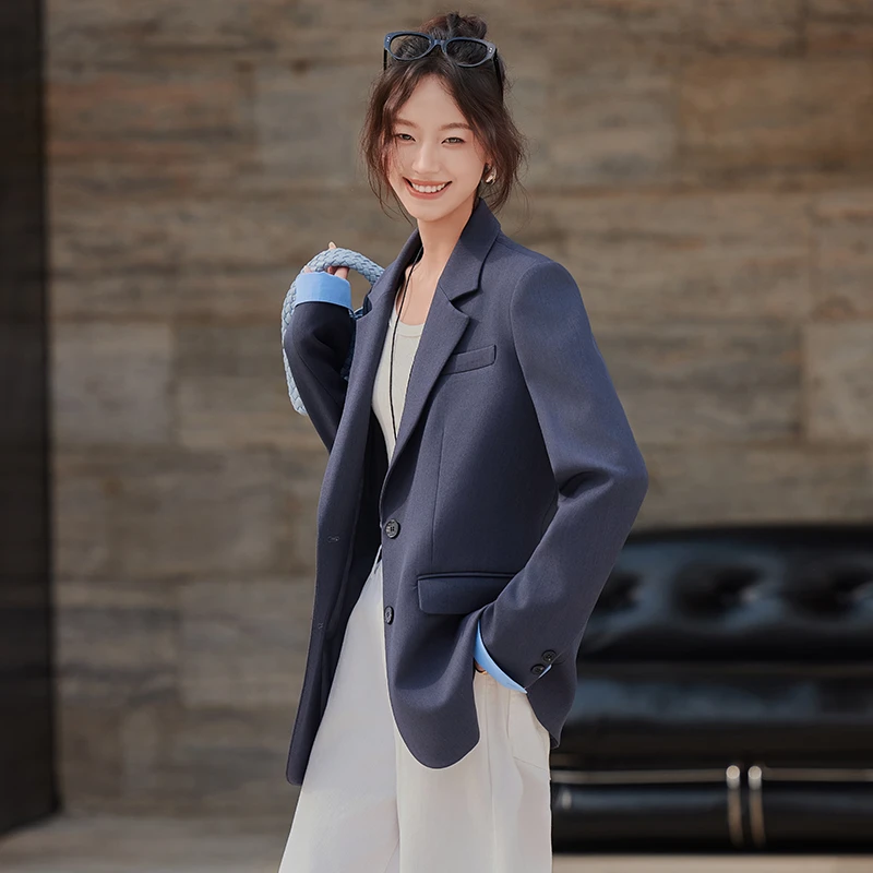 灰色西装外套女2025秋冬新款高级感气质职业正装通勤休闲女士西服