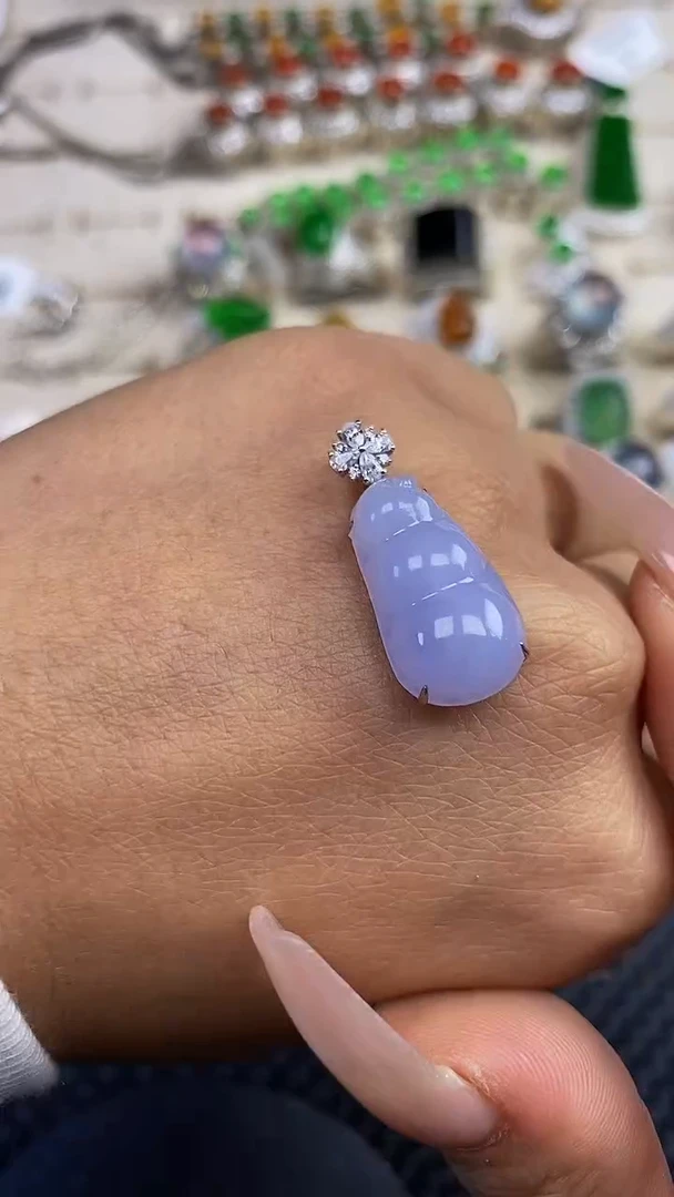 定制翡翠18K金镶嵌天然翡翠蛋面172