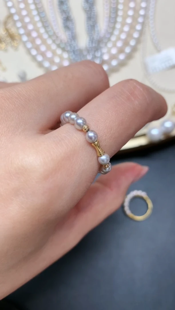 18K金镶嵌海水珍珠戒指A84|599多样性发货一件