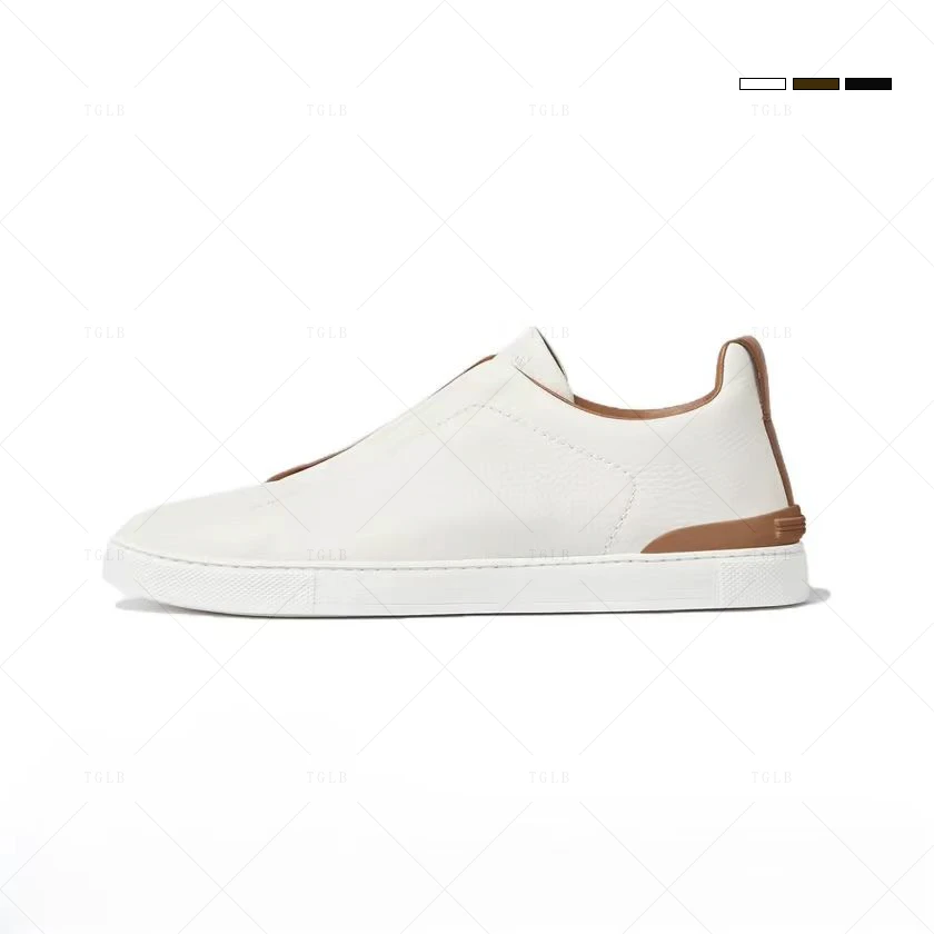 【男款】明星同款杰尼亚商务休闲板鞋小牛时尚一脚蹬松紧系带外贸鞋