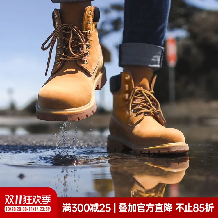 马登经典大黄靴男款秋季休闲中帮英伦马丁靴复古美式户外工装靴子