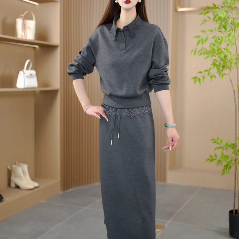 25088秋季新款时尚气质显瘦修身减龄长袖女装连衣裙真二件套