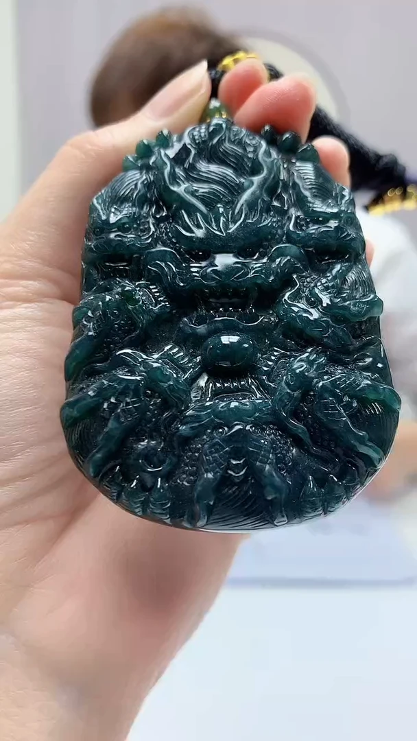 【闪购商品】定制翡翠未镶嵌4868zm-毛货挂件116九龙