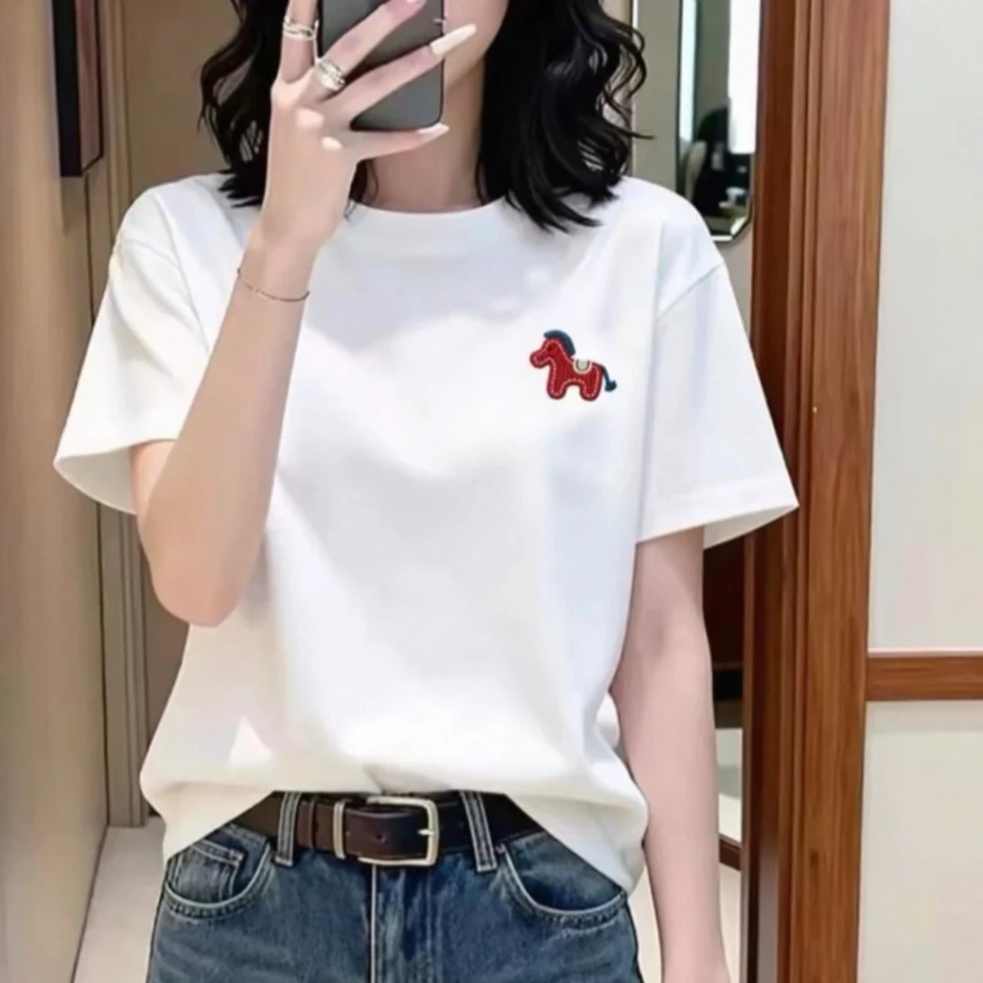 万针刺绣PAUL NASUS/保罗夏季新款潮流时尚百搭T恤女商品图