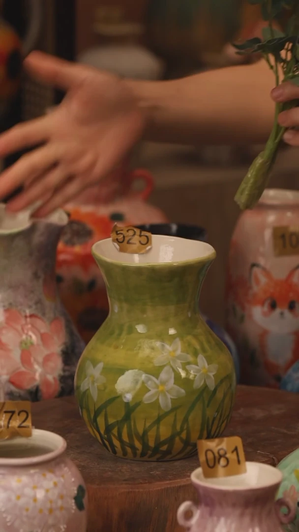 陶瓷525景德镇设计师手作花器摆件侘寂风