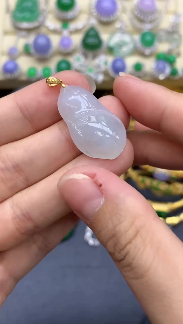 颈饰18K金镶嵌翡翠298-中国好珍宝