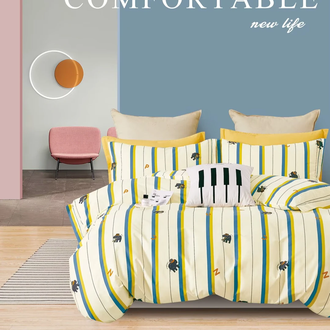 床上用品A类母婴卡通印花小清新纯棉被套4件套