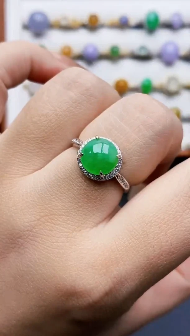 银S925镶嵌戒指翡翠0339