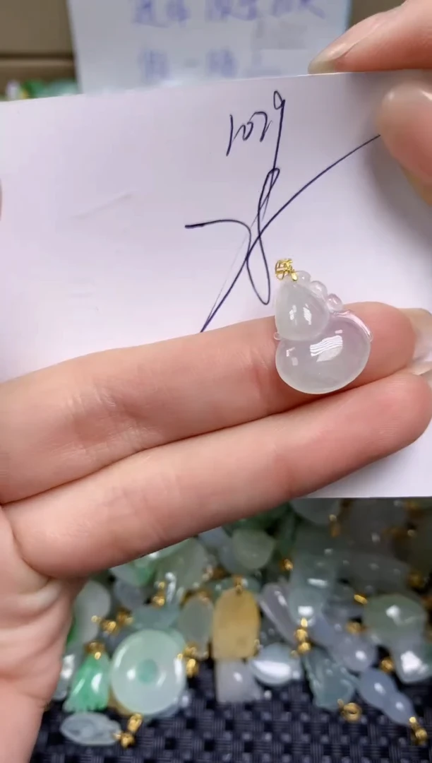 【闪购商品】翡翠颈饰18K金镶嵌天然缅甸A货翡翠