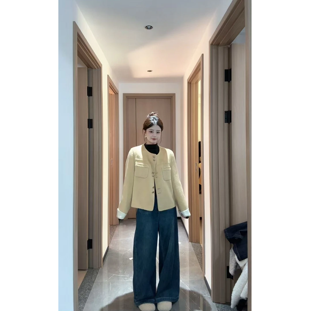 【两面穿】2025新款双面羊毛大衣女短款百搭两面可穿外套2523轻奢