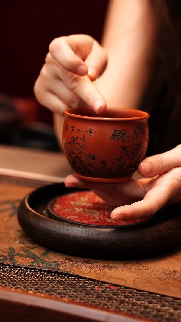 茶杯紫砂宜兴原矿紫砂 全手工制作