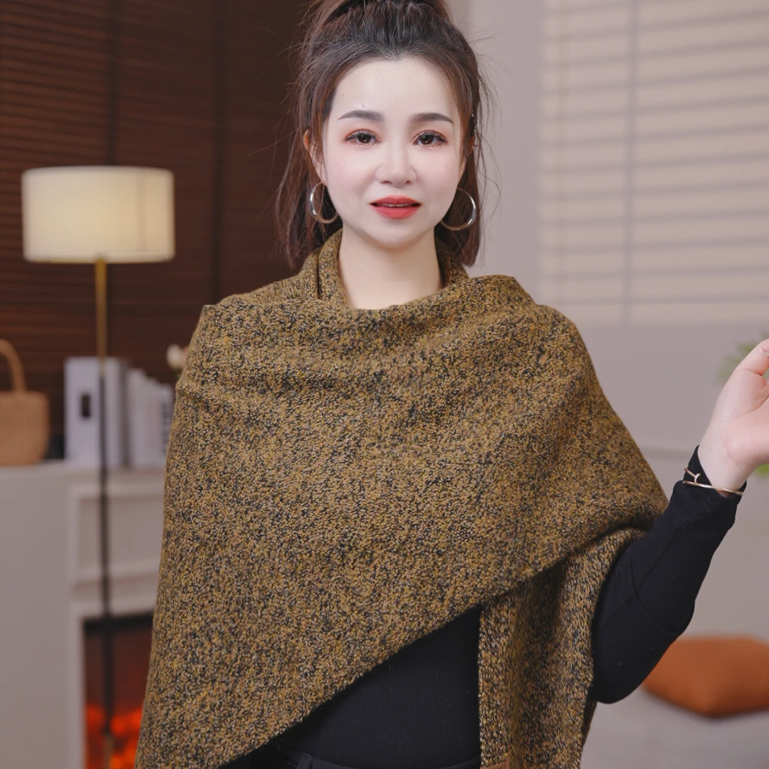 【凯瑟琳】秋冬季新款针织羊毛三角披肩外搭围巾多功能时尚百搭