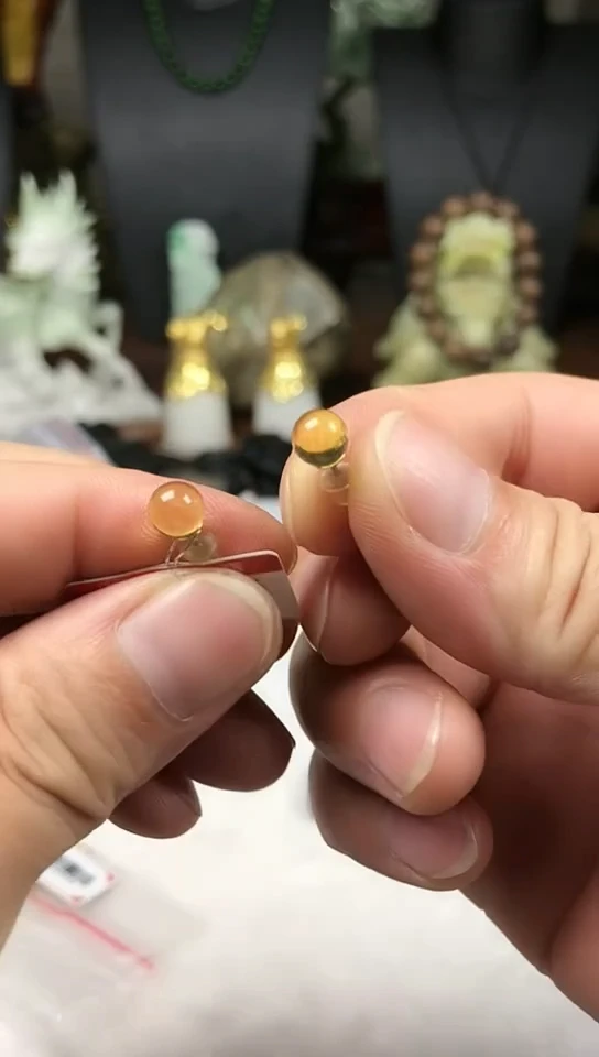 银S925镶嵌琥珀耳饰耳饰